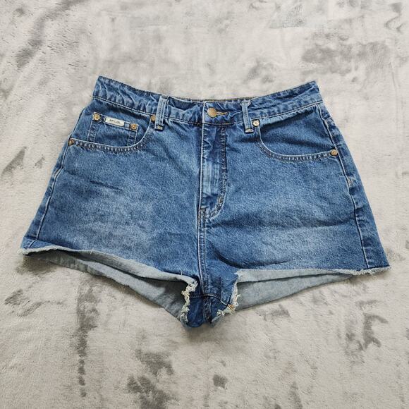 RIP CURL Shorts Womens 30 Blue Amy High Rise Cut Off Rolled Hem Beach Summer - Picture 1 of 14